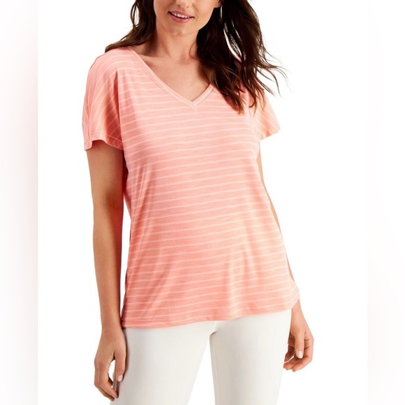 Columbia Tops - Columbia Women's Xs Pink and White Striped V-Neck Top